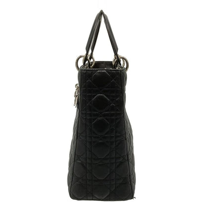 DIOR Christian Dior Handbag Lady Dior Large Bag Black Silver Hardware Lambskin