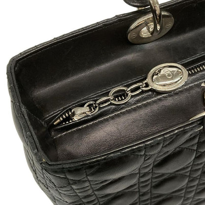 DIOR Christian Dior Handbag Lady Dior Large Bag Black Silver Hardware Lambskin
