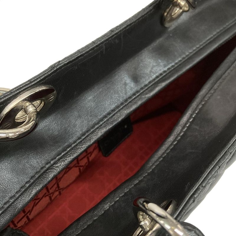 DIOR Christian Dior Handbag Lady Dior Large Bag Black Silver Hardware Lambskin