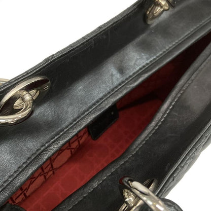 DIOR Christian Dior Handbag Lady Dior Large Bag Black Silver Hardware Lambskin