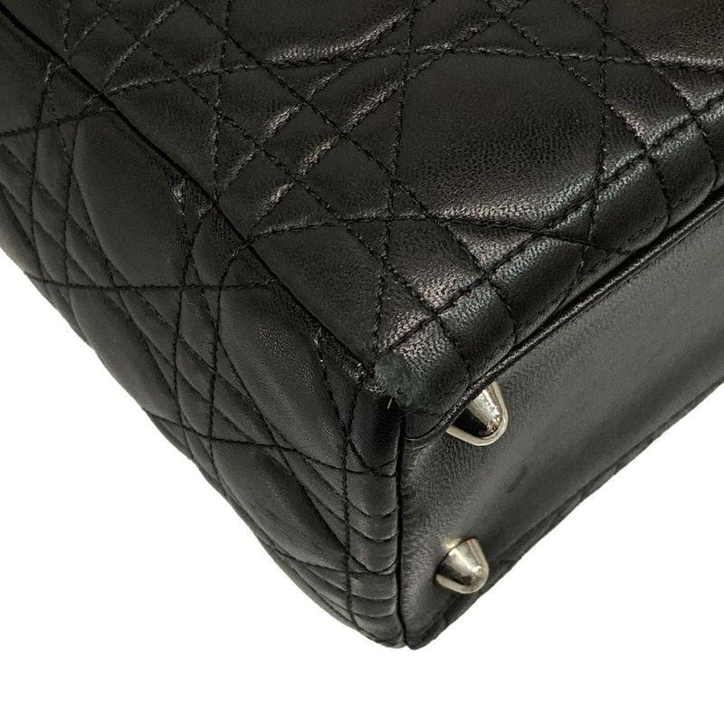 DIOR Christian Dior Handbag Lady Dior Large Bag Black Silver Hardware Lambskin