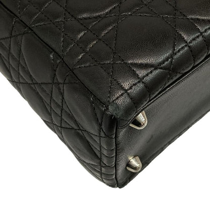 DIOR Christian Dior Handbag Lady Dior Large Bag Black Silver Hardware Lambskin