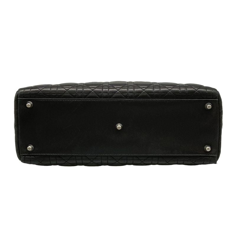 DIOR Christian Dior Handbag Lady Dior Large Bag Black Silver Hardware Lambskin