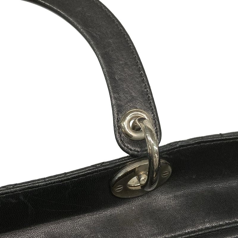 DIOR Christian Dior Handbag Lady Dior Large Bag Black Silver Hardware Lambskin