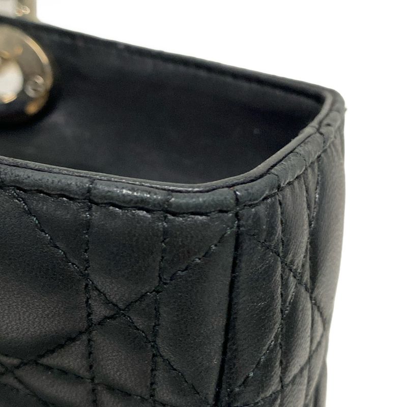 DIOR Christian Dior Handbag Lady Dior Large Bag Black Silver Hardware Lambskin