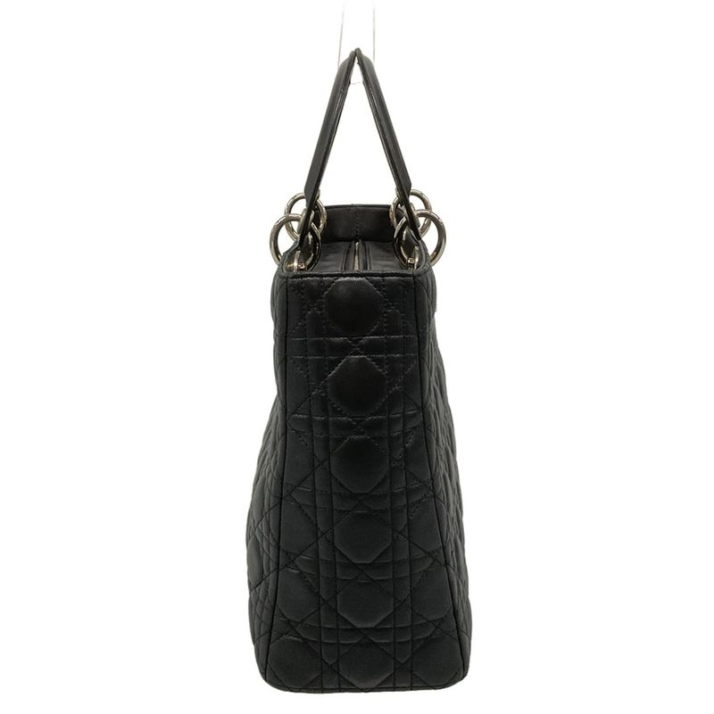 DIOR Christian Dior Handbag Lady Dior Large Bag Black Silver Hardware Lambskin