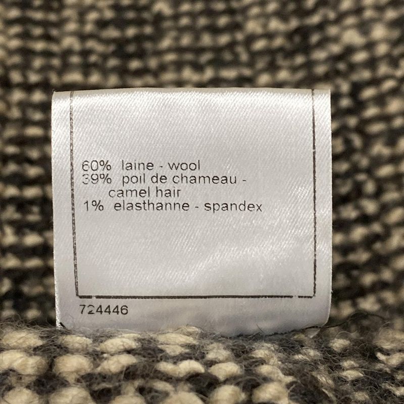 Chanel Long Sleeve Sweater Size 38 M Women's P24194 Ivory X Black Ribbon Wool