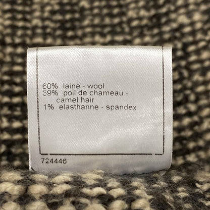 Chanel Long Sleeve Sweater Size 38 M Women's P24194 Ivory X Black Ribbon Wool