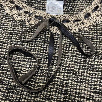 Chanel Long Sleeve Sweater Size 38 M Women's P24194 Ivory X Black Ribbon Wool