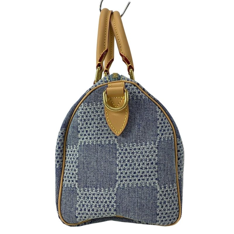 Louis Vuitton Handbag Damier Denim Speedy Bandouliere 25 N40700 Blue Cotton