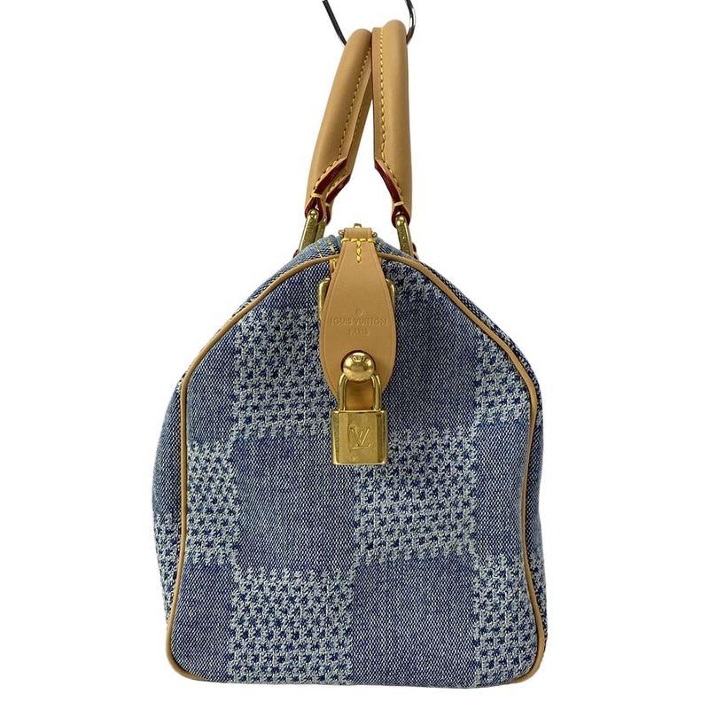 Louis Vuitton Handbag Damier Denim Speedy Bandouliere 25 N40700 Blue Cotton