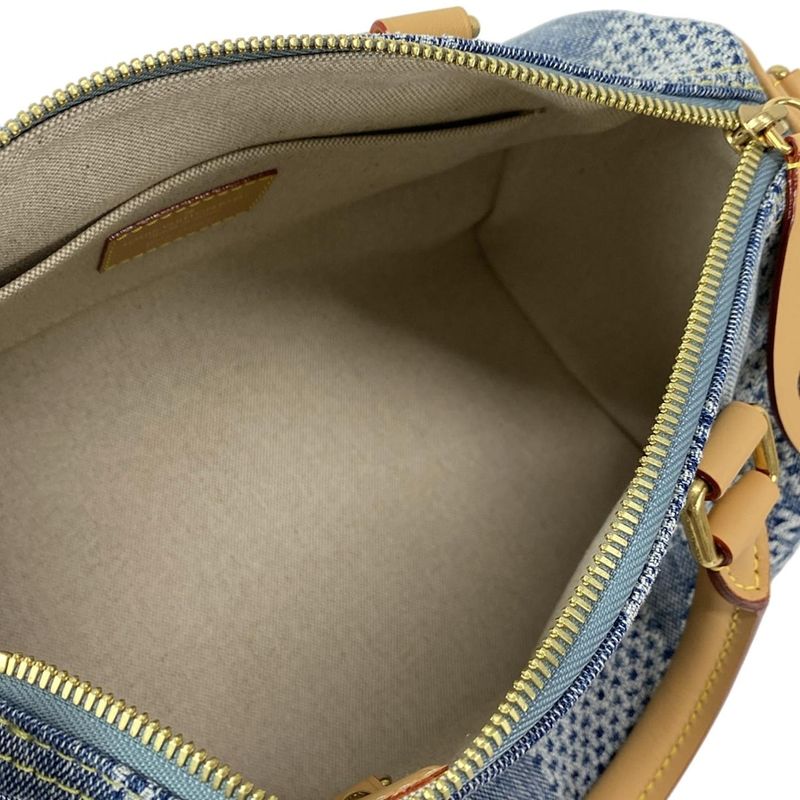 Louis Vuitton Handbag Damier Denim Speedy Bandouliere 25 N40700 Blue Cotton