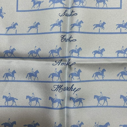 Hermes Scarf Petit Carre Light Blue Horseback Riding Saut Galop Canter Rack