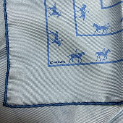 Hermes Scarf Petit Carre Light Blue Horseback Riding Saut Galop Canter Rack