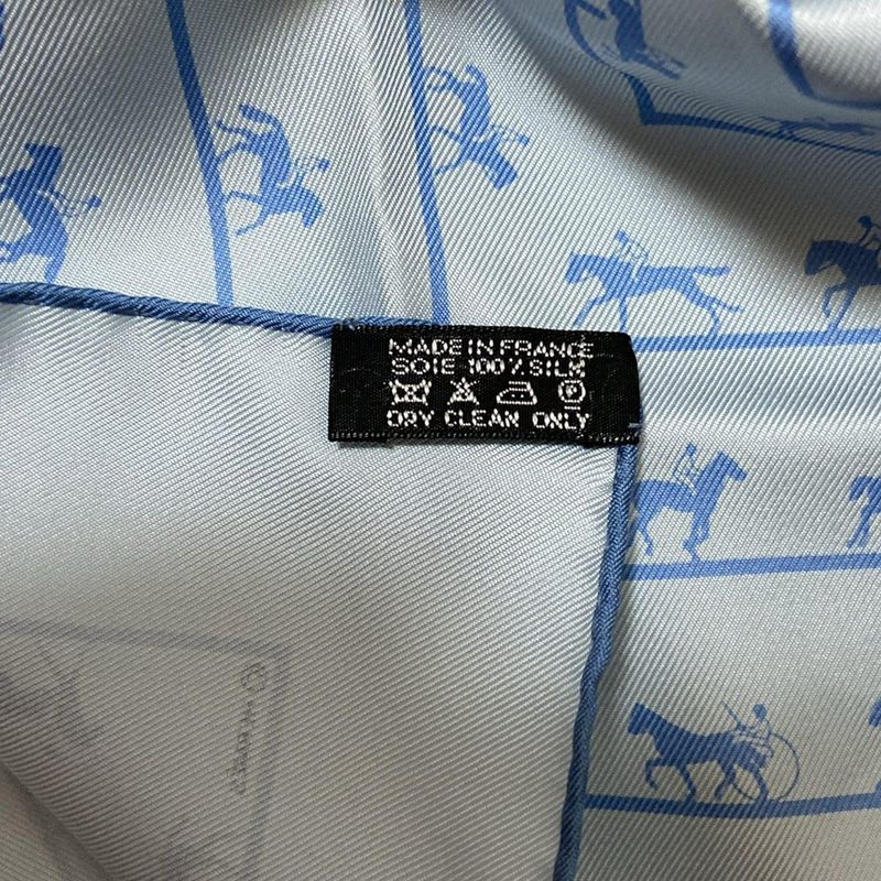 Hermes Scarf Petit Carre Light Blue Horseback Riding Saut Galop Canter Rack