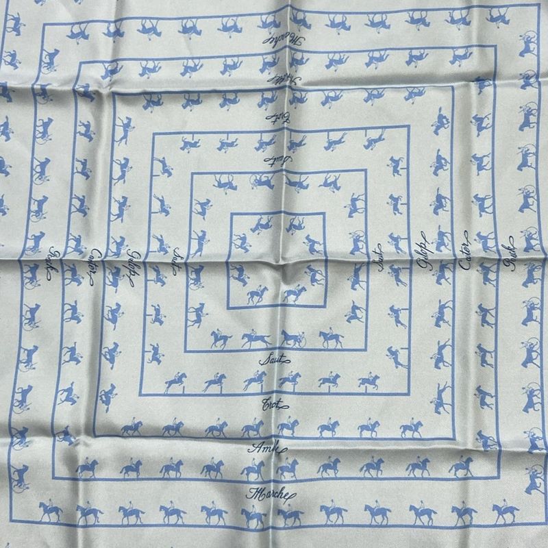 Hermes Scarf Petit Carre Light Blue Horseback Riding Saut Galop Canter Rack