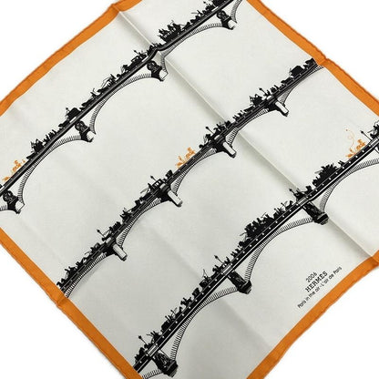 Hermes Scarf Petit Carre White X Orange X Black 2006 Paris In The Air-l`air De
