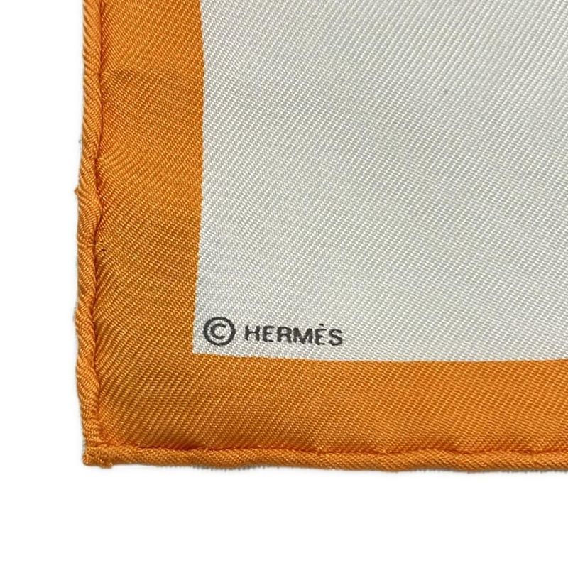 Hermes Scarf Petit Carre White X Orange X Black 2006 Paris In The Air-l`air De