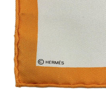 Hermes Scarf Petit Carre White X Orange X Black 2006 Paris In The Air-l`air De