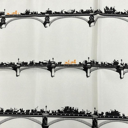 Hermes Scarf Petit Carre White X Orange X Black 2006 Paris In The Air-l`air De