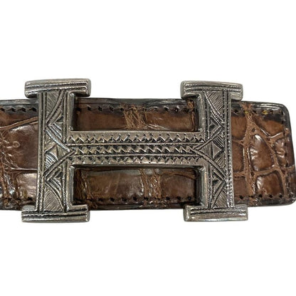 Hermes Belt 90 H Belt Touareg Dark Brown X Silver New Shape