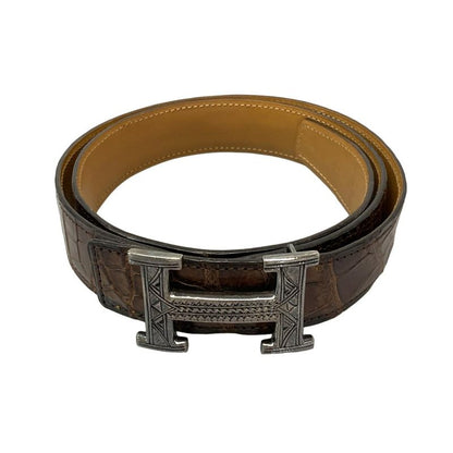 Hermes Belt 90 H Belt Touareg Dark Brown X Silver New Shape