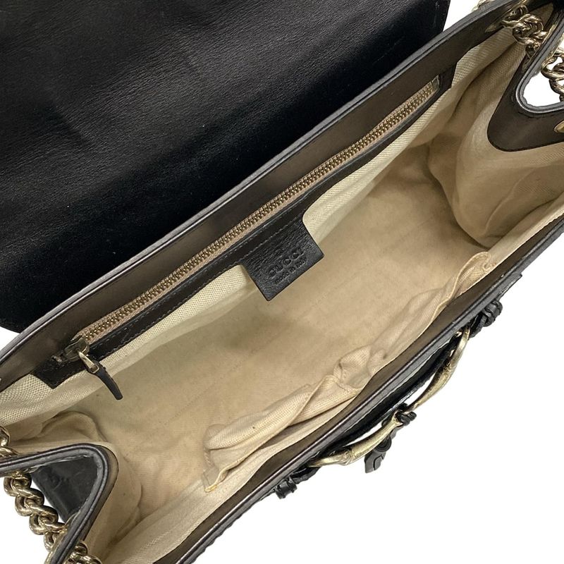 Gucci Shoulder Bag Guccissima Line Emily 295403 Black Chain Shoulder Leather