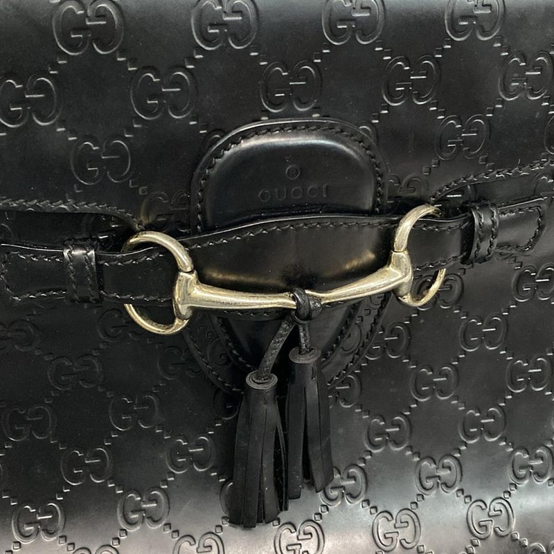 Gucci Shoulder Bag Guccissima Line Emily 295403 Black Chain Shoulder Leather