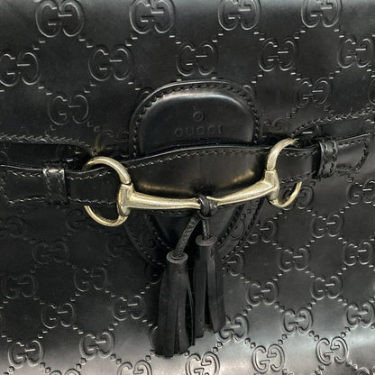 Gucci Shoulder Bag Guccissima Line Emily 295403 Black Chain Shoulder Leather