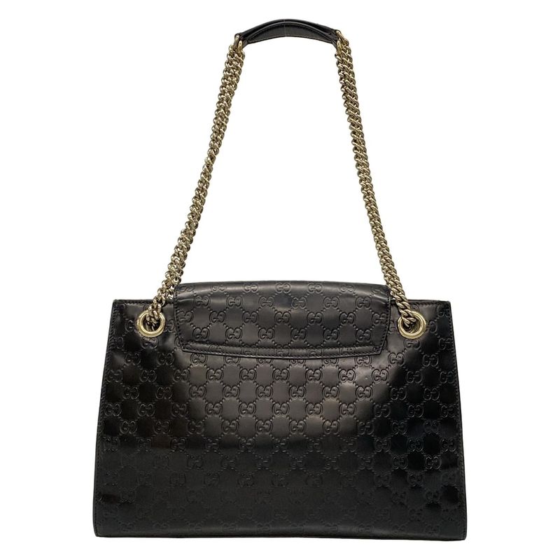 Gucci Shoulder Bag Guccissima Line Emily 295403 Black Chain Shoulder Leather