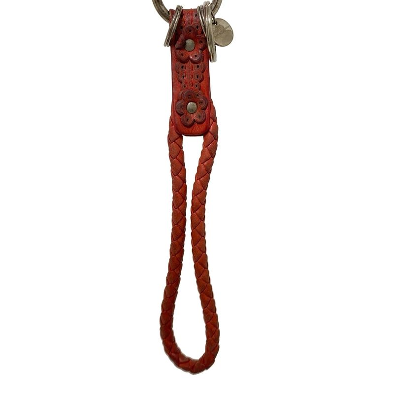 Bottega Veneta Key Holder (charm) - Red X Silver Intrecciato Leather