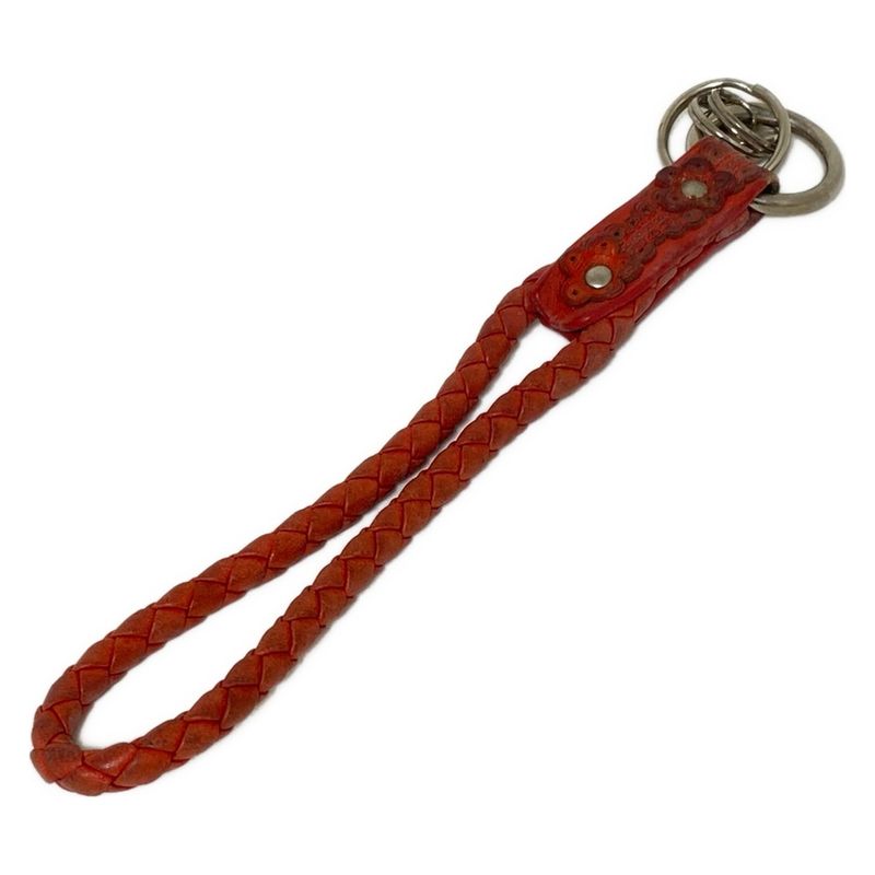 Bottega Veneta Key Holder (charm) - Red X Silver Intrecciato Leather
