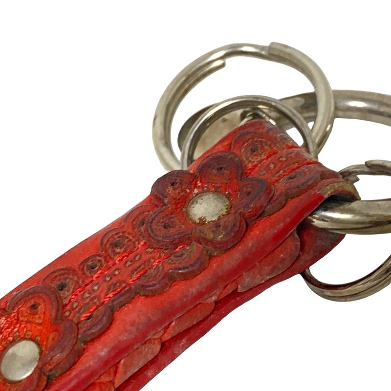 Bottega Veneta Key Holder (charm) - Red X Silver Intrecciato Leather