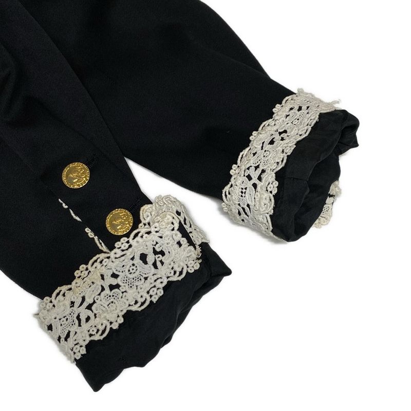 Chanel Skirt Suit Size 36 S Women's - 20665 Black Shoulder Pad Lace Wool