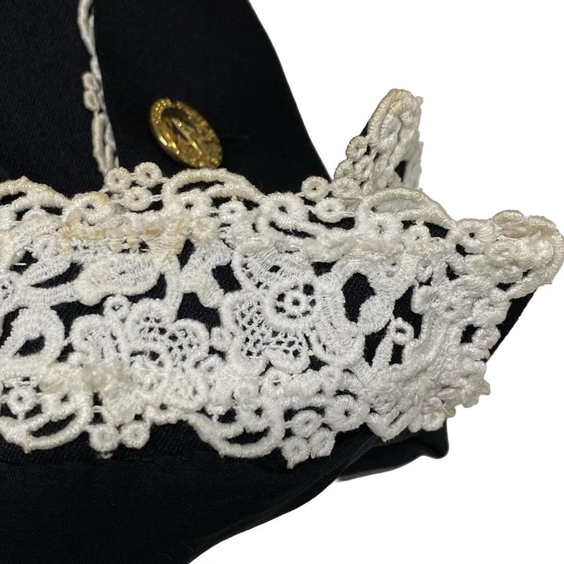 Chanel Skirt Suit Size 36 S Women's - 20665 Black Shoulder Pad Lace Wool