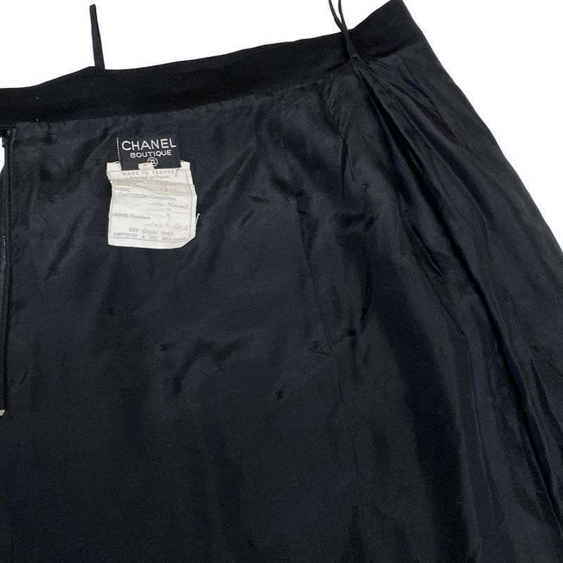 Chanel Skirt Suit Size 36 S Women's - 20665 Black Shoulder Pad Lace Wool