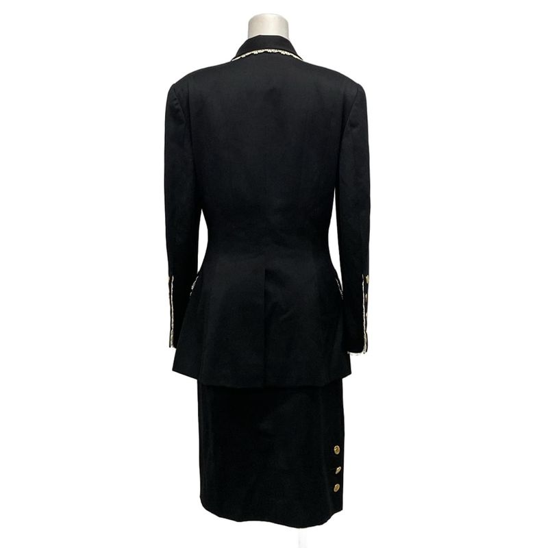 Chanel Skirt Suit Size 36 S Women's - 20665 Black Shoulder Pad Lace Wool
