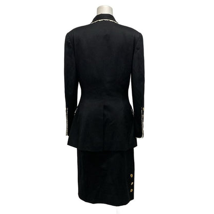 Chanel Skirt Suit Size 36 S Women's - 20665 Black Shoulder Pad Lace Wool