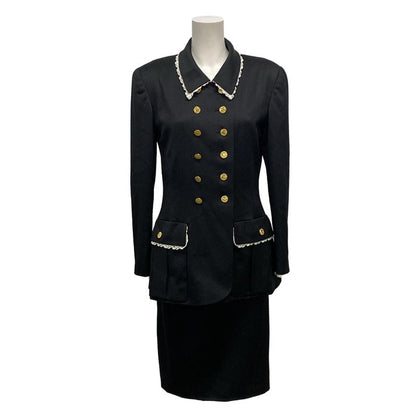 Chanel Skirt Suit Size 36 S Women's - 20665 Black Shoulder Pad Lace Wool