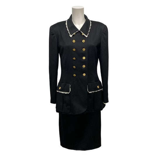 Chanel Skirt Suit Size 36 S Women's - 20665 Black Shoulder Pad Lace Wool