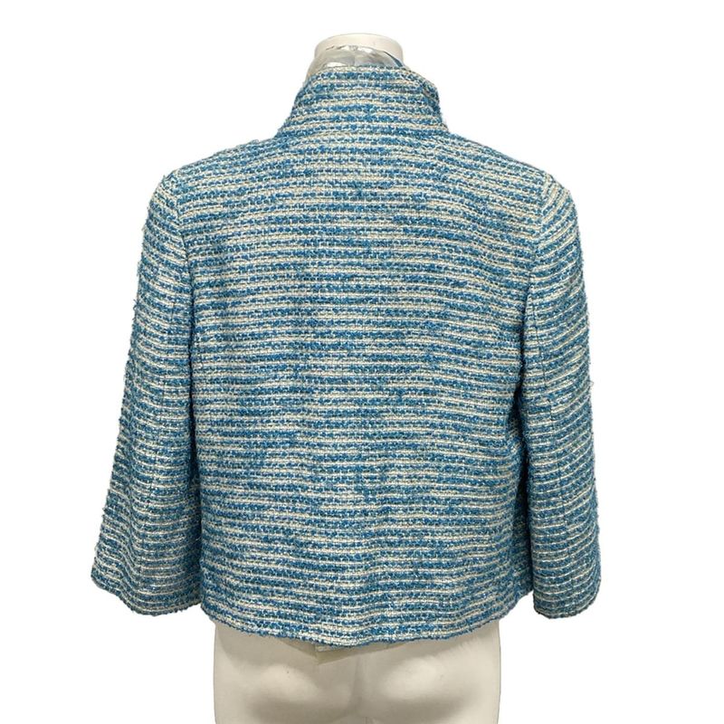 Chanel Jacket Size 38 M Women's - P17790 Blue X Silver Tweed Lamé