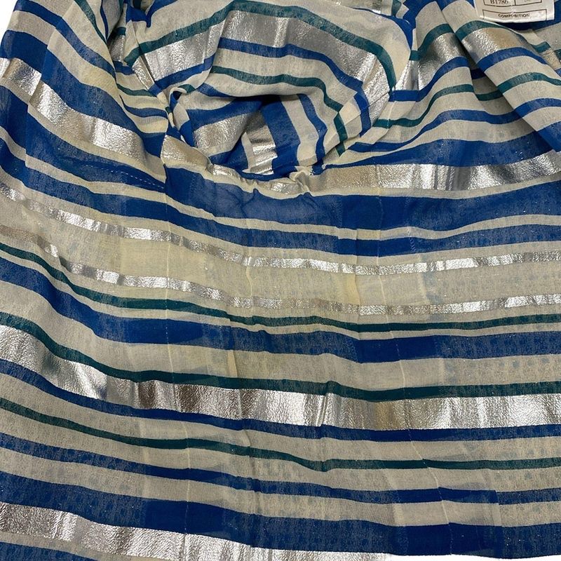 Chanel Jacket Size 38 M Women's - P17790 Blue X Silver Tweed Lamé