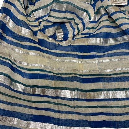 Chanel Jacket Size 38 M Women's - P17790 Blue X Silver Tweed Lamé