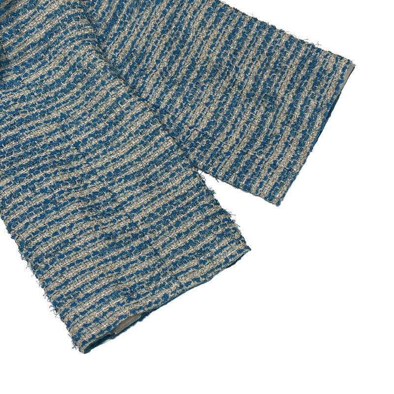 Chanel Jacket Size 38 M Women's - P17790 Blue X Silver Tweed Lamé