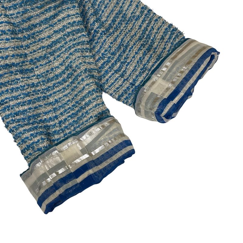 Chanel Jacket Size 38 M Women's - P17790 Blue X Silver Tweed Lamé