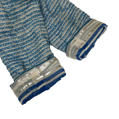 Chanel Jacket Size 38 M Women's - P17790 Blue X Silver Tweed Lamé