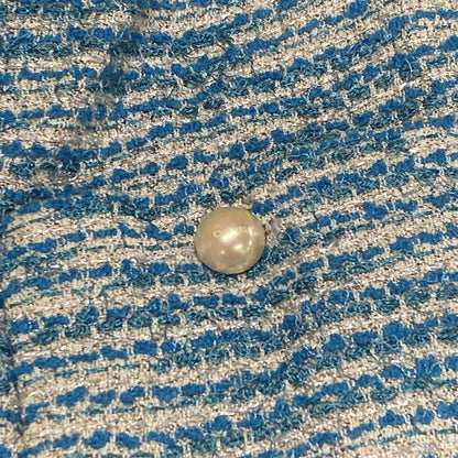 Chanel Jacket Size 38 M Women's - P17790 Blue X Silver Tweed Lamé