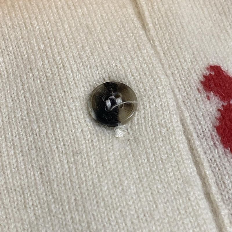 Hermes Cardigan Size 34 S Women's - Ivory X Red Long Sleeve Cashmere Embroidery