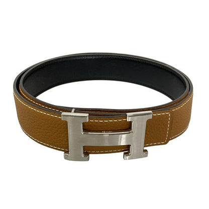 Hermes Belt 85 H Belt Black X Silver Hardware Reversible Leather