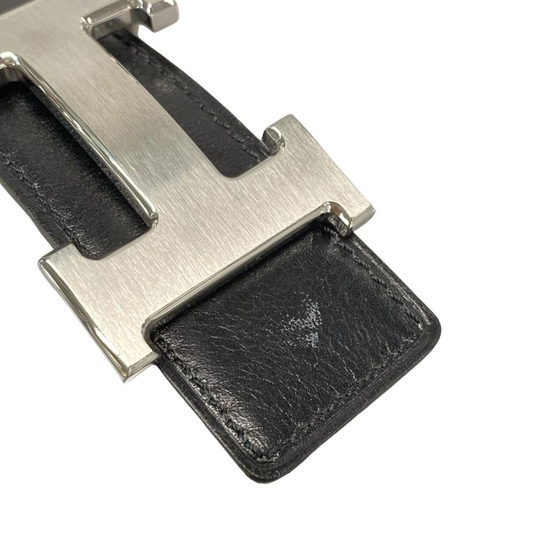 Hermes Belt 85 H Belt Black X Silver Hardware Reversible Leather